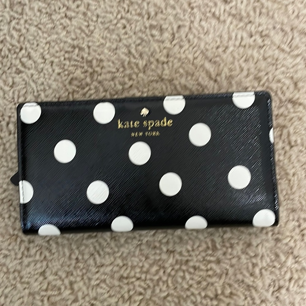 Kate Spade polka dot black and white wallet